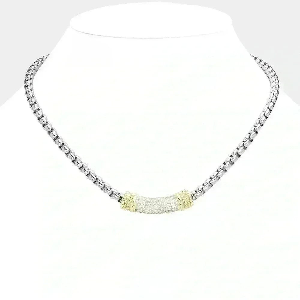 Two Tone Embellished Necklace